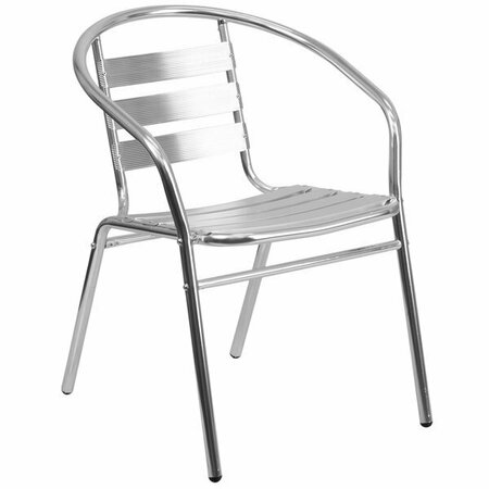 FLASH FURNITURE TLH-017B-GG Aluminum Stacking Outdoor Restaurant Chair with Triple Slat Back 354TLH017BGG